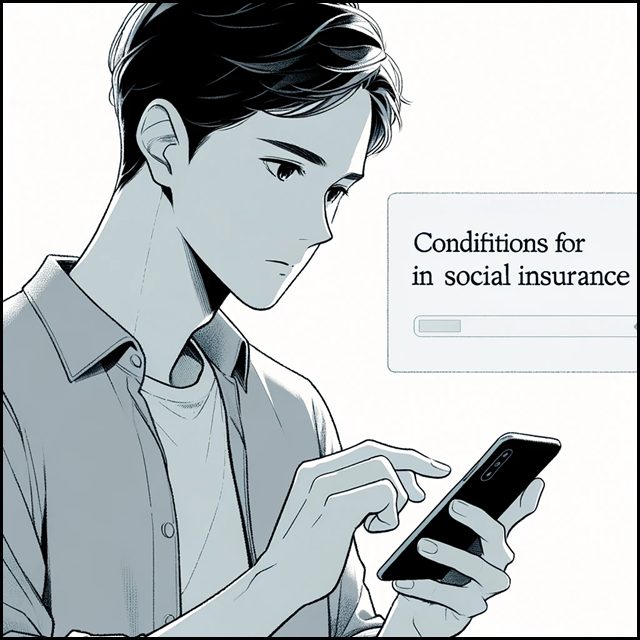 社会保険加入の条件についてスマホで情報を調べている若年男性1